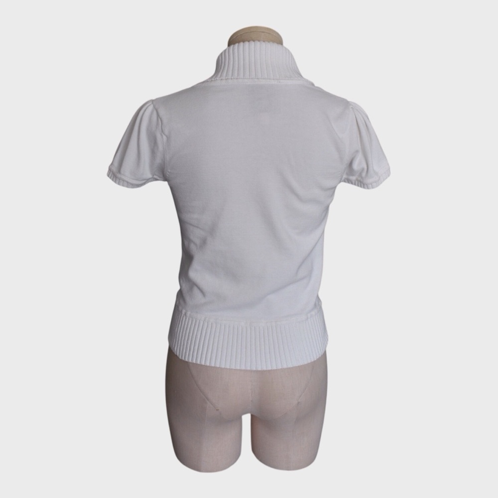 Pink Republic‎ Cotton Shawl Collar Double Breasted Short Sleeve Sweater - Picture 3 of 5